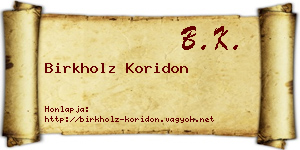 Birkholz Koridon névjegykártya